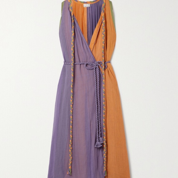 Miguelina Calypso Color-block Cotton-gauze Coverup - Orange - Picture 5 of 8